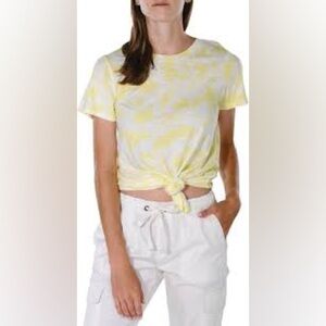 NWT Sanctuary yellow & white Perfect Knot cotton rayon tee, small.